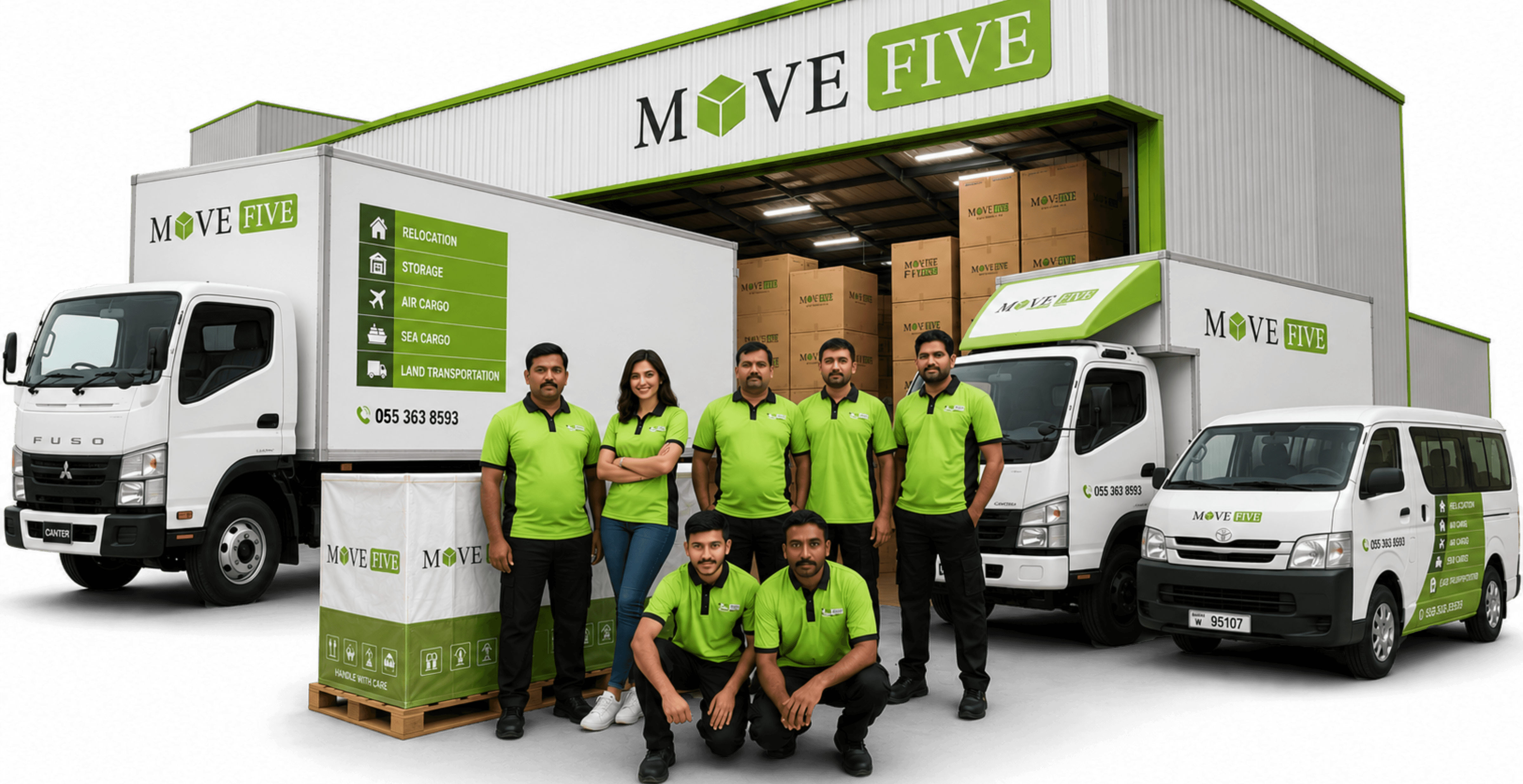 Move Five Shipping crew and truck in Dubai