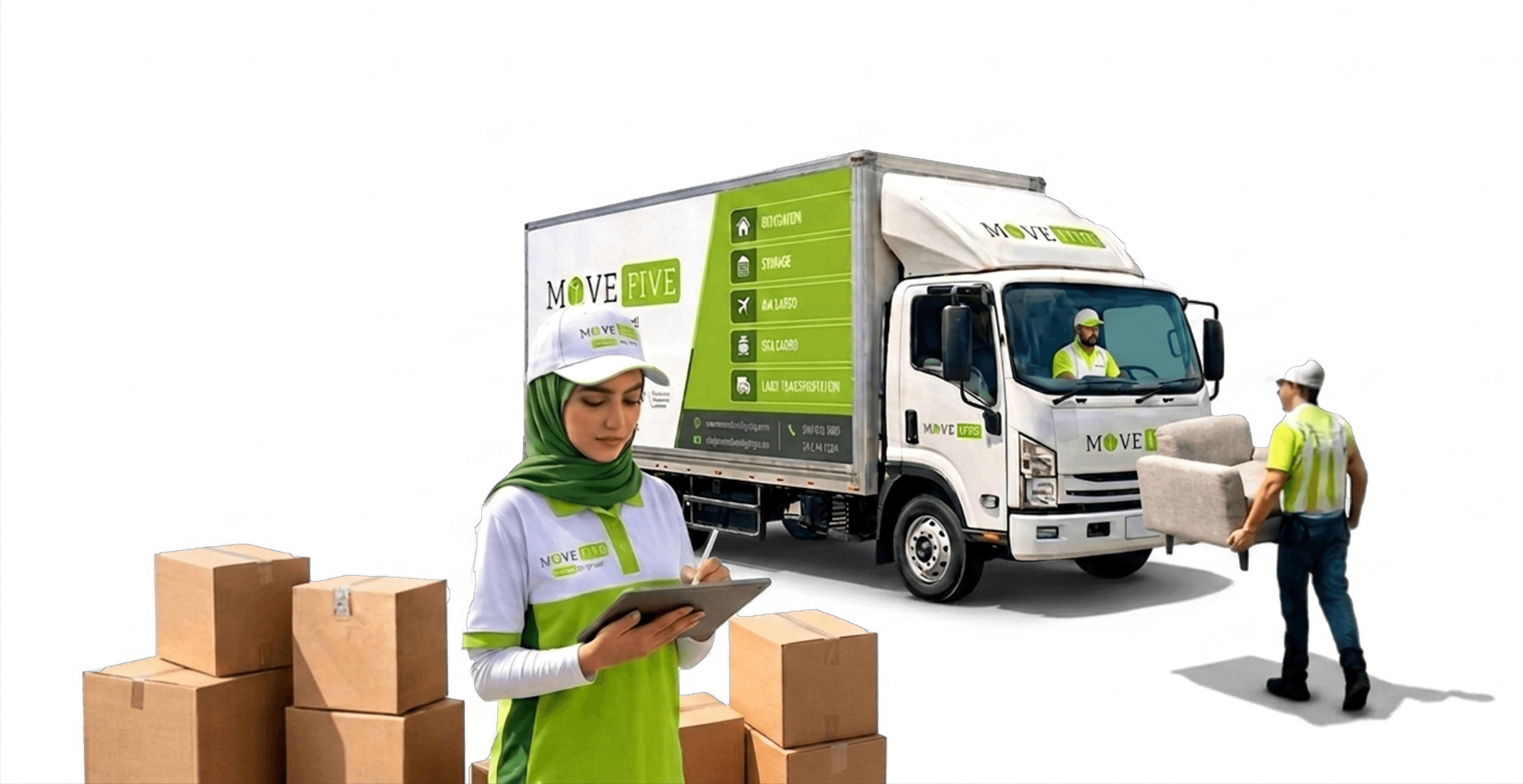 Move Five Shipping crew and truck in Dubai