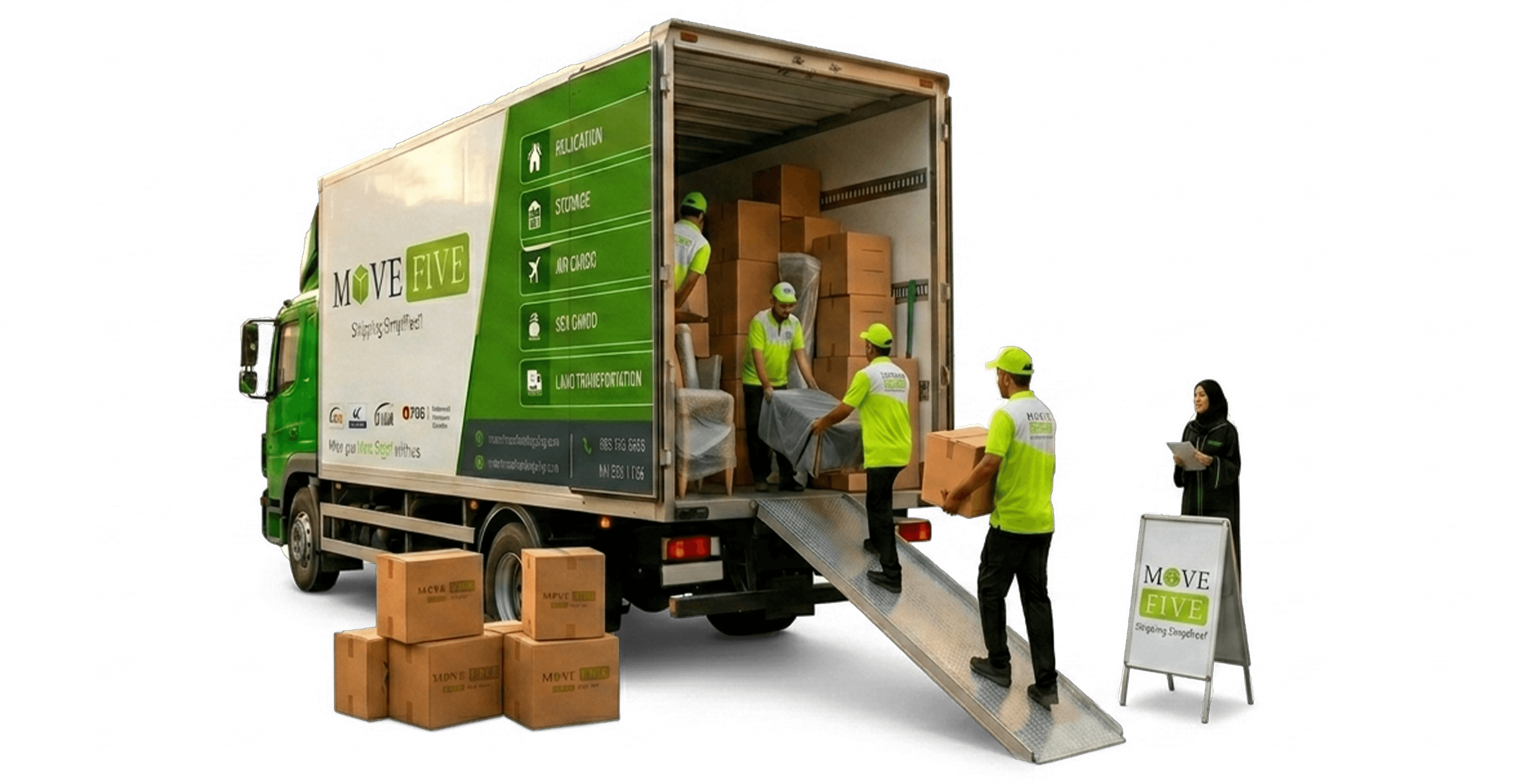 Move Five Shipping crew and truck in Dubai